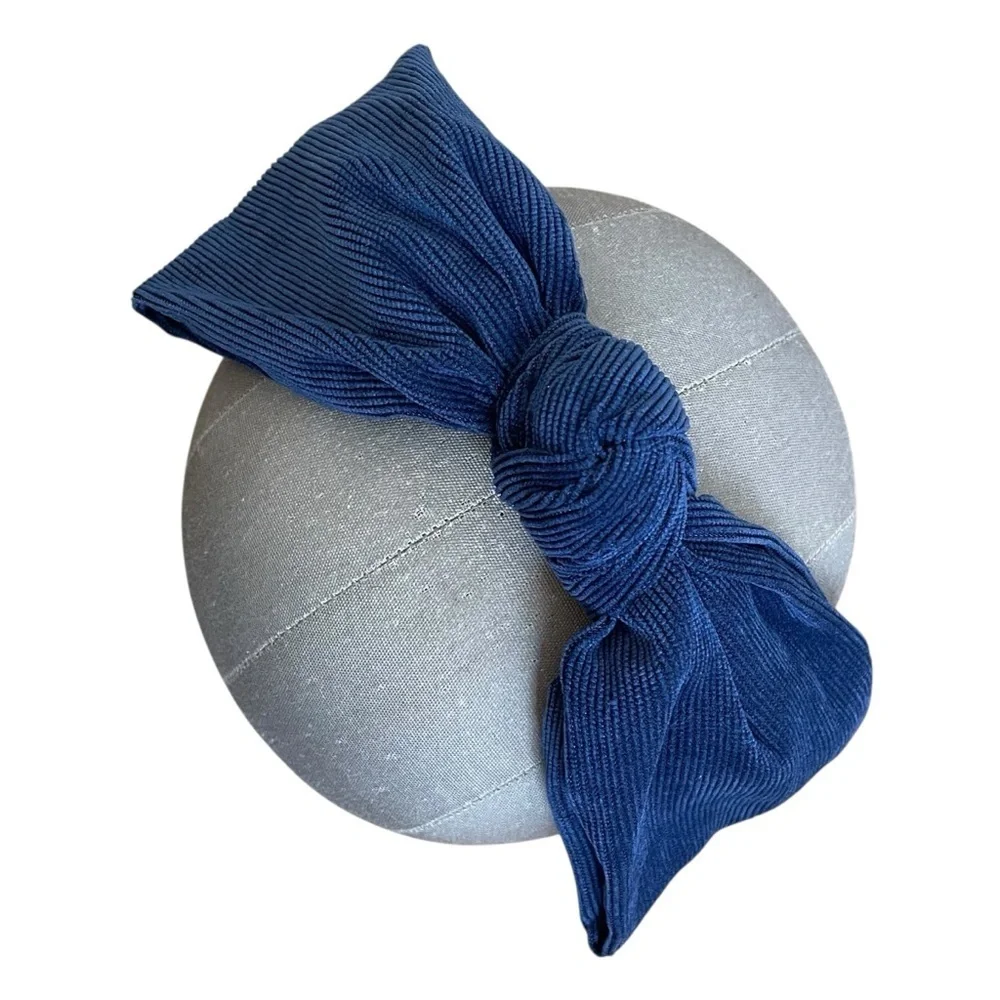 4/$25 Kidichic Navy Blue Corduroy Bow Headband